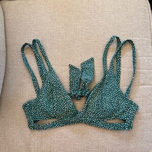 O’Neill Wrap Green Polka Dot Bikini Top